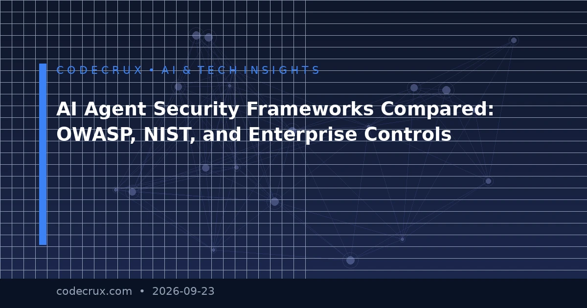 AI Agent Security Frameworks Compared: OWASP, NIST, and Enterprise Controls