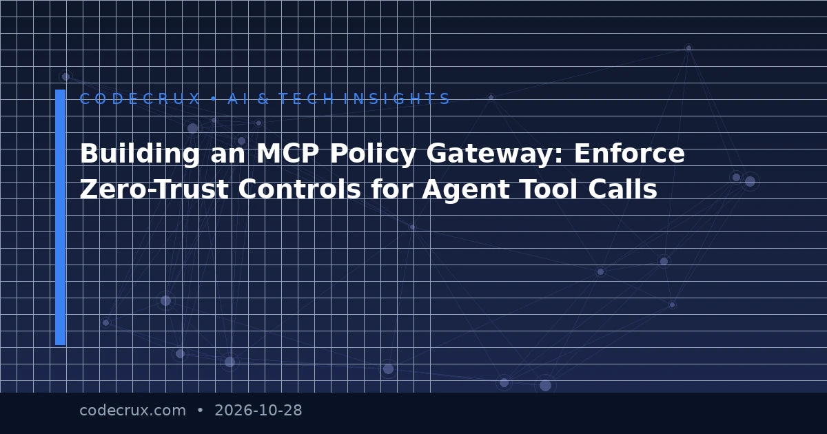 Building an MCP Policy Gateway: Enforce Zero-Trust Controls for Agent Tool Calls