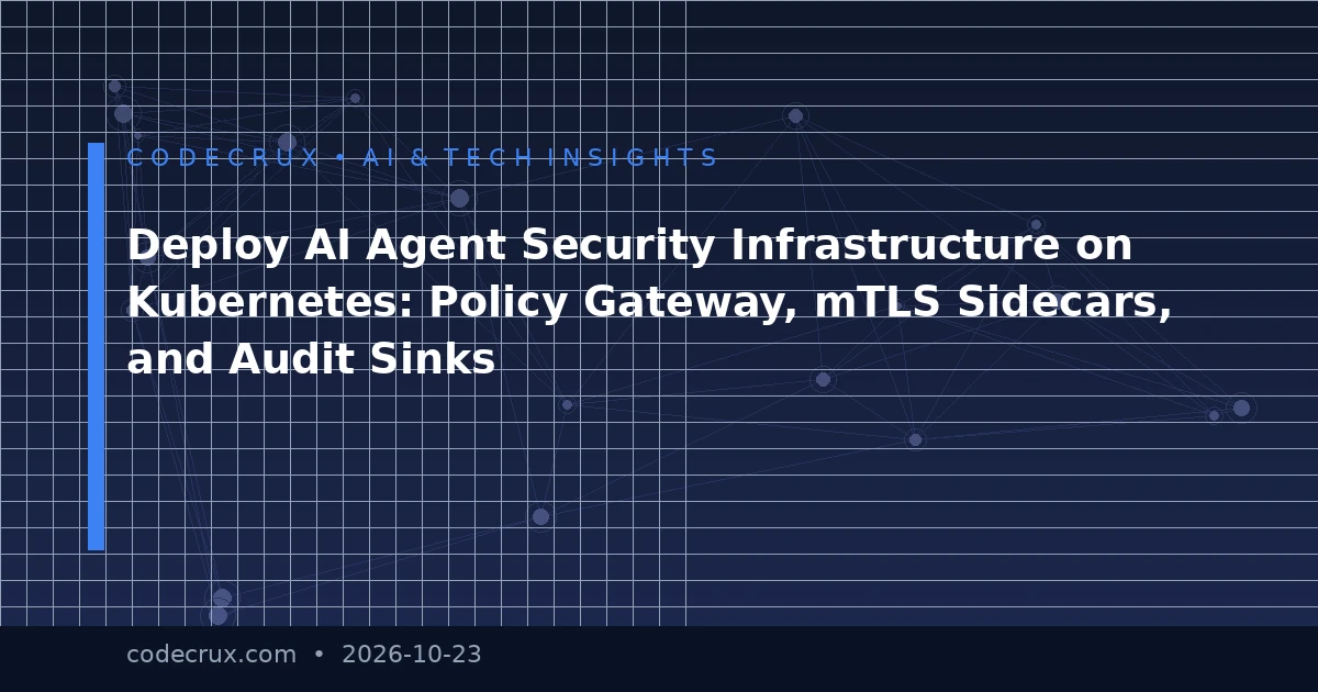 Deploy AI Agent Security Infrastructure on Kubernetes: Policy Gateway, mTLS Sidecars, and Audit Sinks