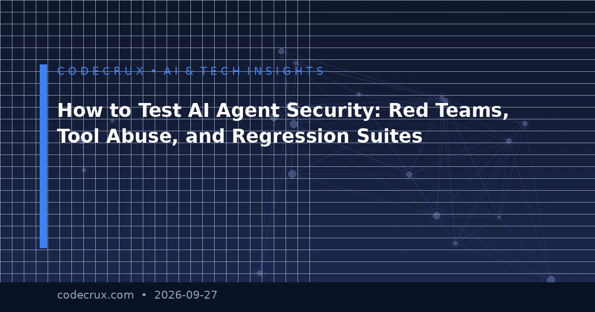 How to Test AI Agent Security: Red Teams, Tool Abuse, and Regression Suites