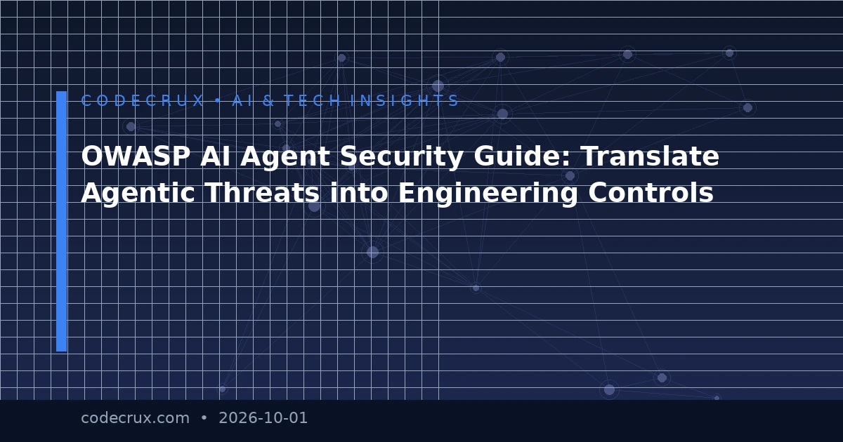 OWASP AI Agent Security Guide: Translate Agentic Threats into Engineering Controls