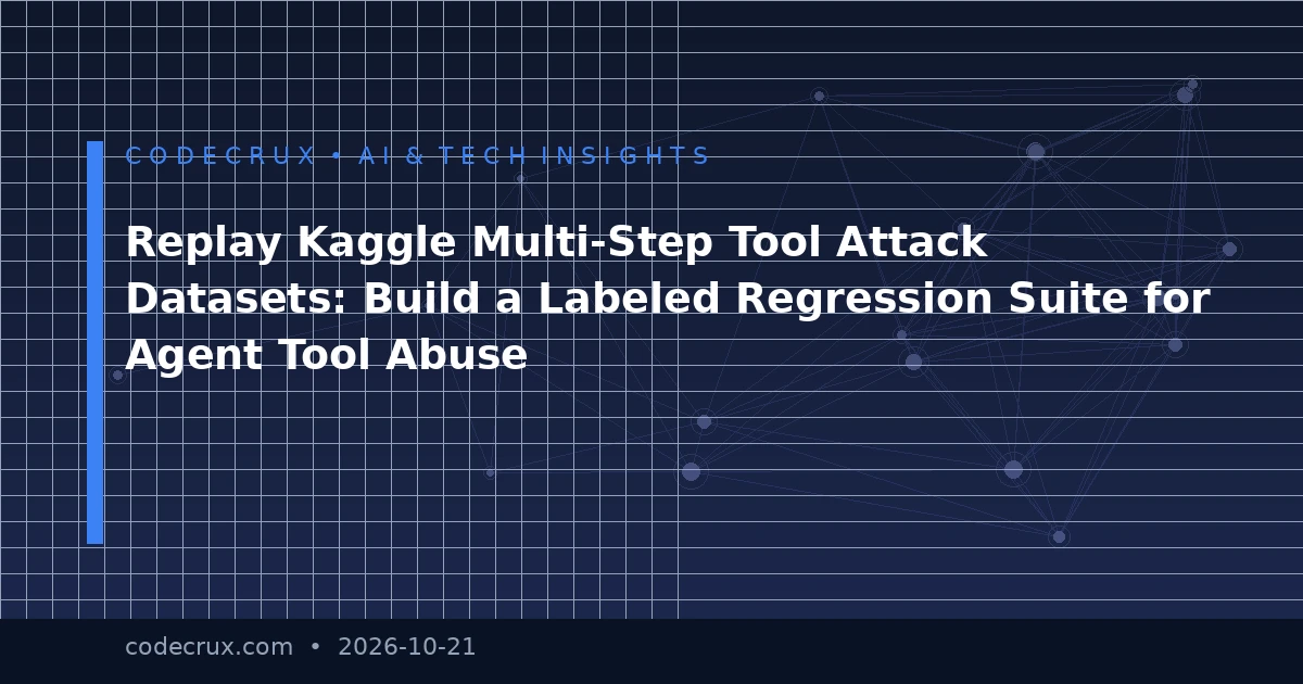 Replay Kaggle Multi-Step Tool Attack Datasets: Build a Labeled Regression Suite for Agent Tool Abuse