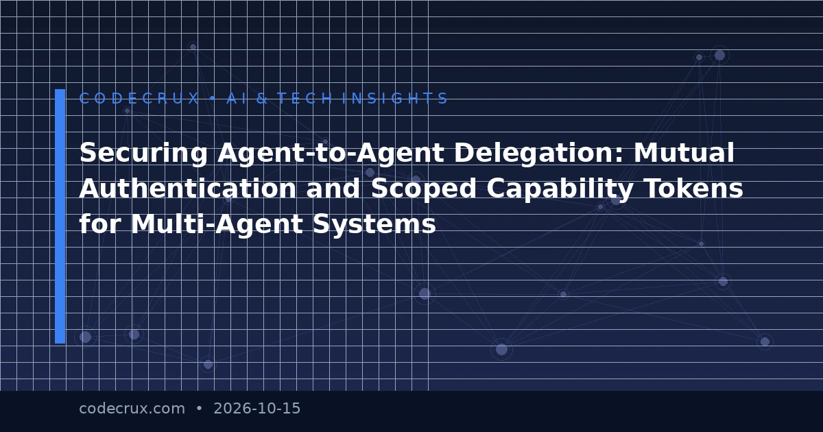 Securing Agent-to-Agent Delegation: Mutual Authentication and Scoped Capability Tokens for Multi-Agent Systems